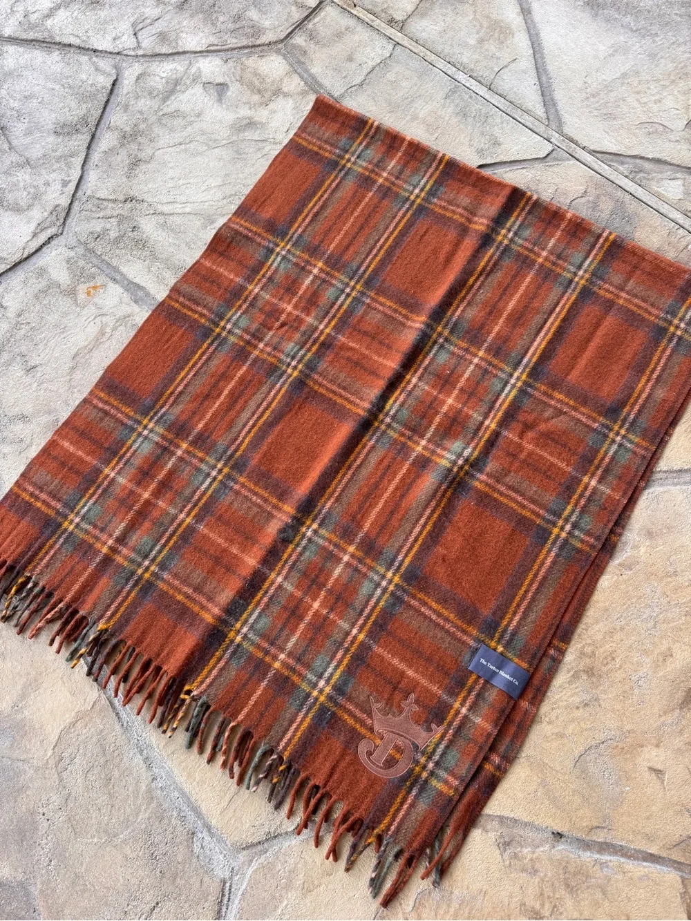 The Tartan Blanket Co. Recycled Wool Plaid Throw Blanket 29x73 Monogram D